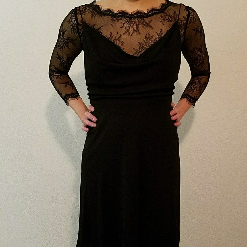 bcbg max azria black lace dress